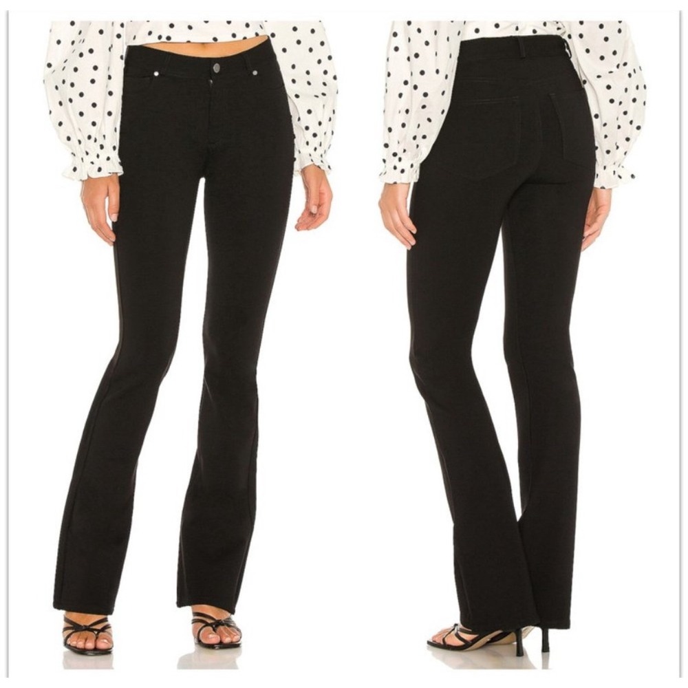 PAIGE Flare Pants Women 27 Black High Rise Ponte Knit Stretch Career Manhattan